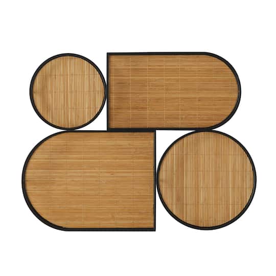 Brown Bamboo Modern Abstract Wall Decor, 28" x 3" x 21"